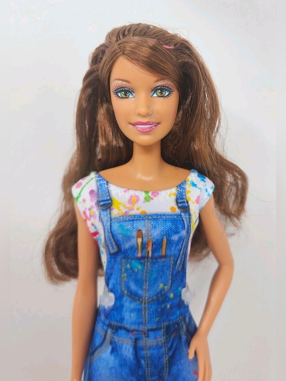 Mattel Barbie Teresa Customized Doll Green Eyes Jointed Legs Friend Latina